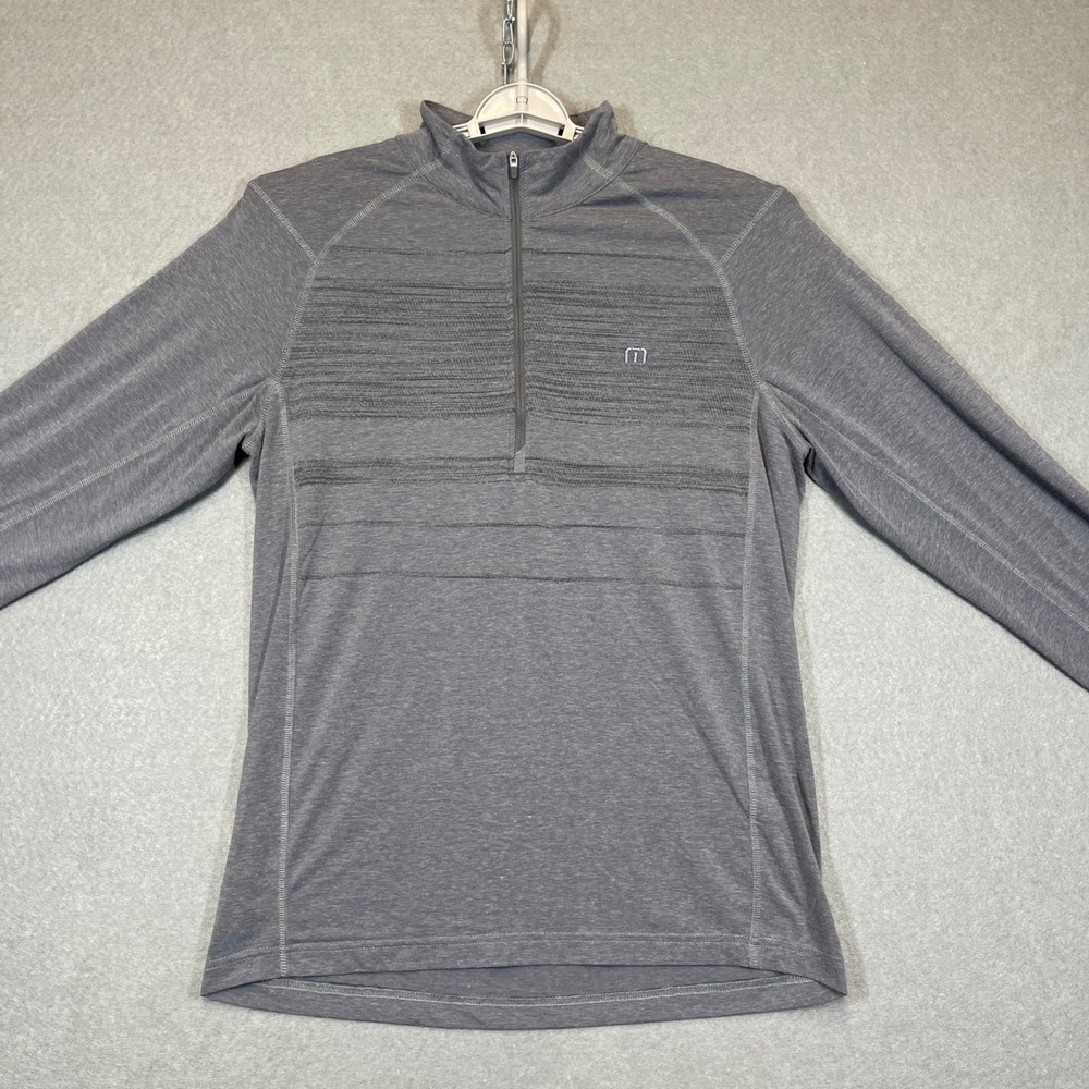 Travis Mathew Sweatshirt Men Medium Gray Heather 1/4 Zip Golf Casual Stretch Top - Picture 2 of 10
